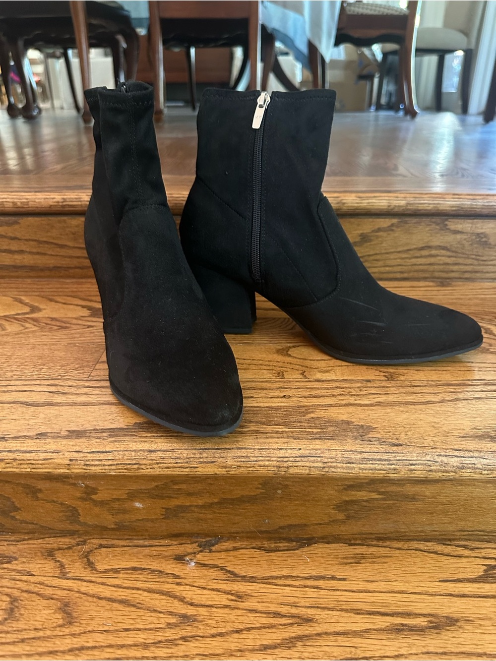 Marc Fisher Black Suede Like Ankle Booties with Side Zip Size 9.5